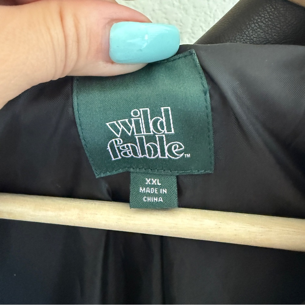 Wild Fable black faux leather fringe jacket Size XXL western - Picture 4 of 8